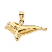 14K 3-D High Polished Bowhead Whale Charm-K7472