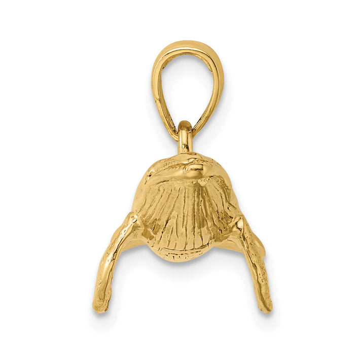 14K 3-D Textured Underside Humpback Whale Charm-K7473