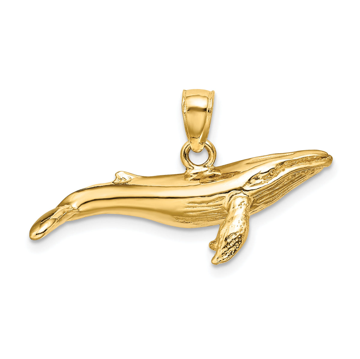 14K 3-D Textured Underside Humpback Whale Charm-K7473