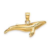 14K 3-D Textured Underside Humpback Whale Charm-K7473
