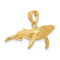14K 3-D Textured Underside Humpback Whale Charm-K7473