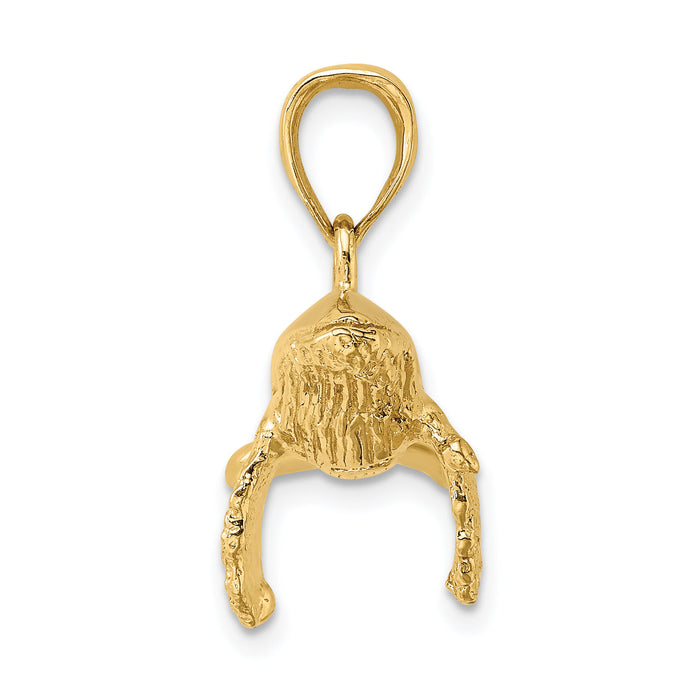14K 3-D Textured Underside Humpback Whale Charm-K7474