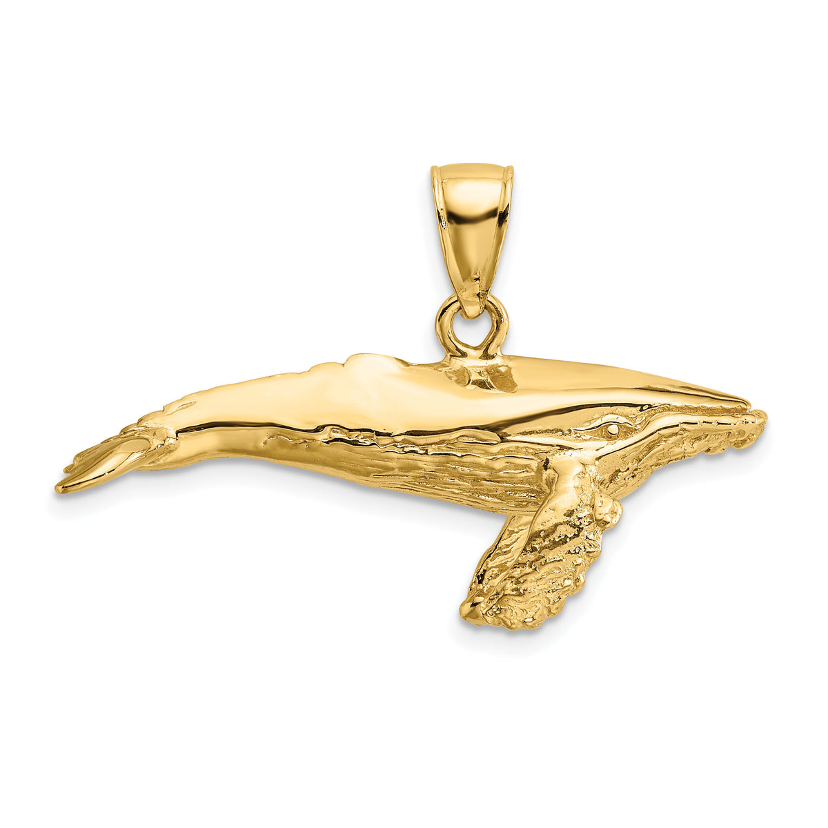 14K 3-D Textured Underside Humpback Whale Charm-K7474