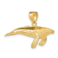 14K 3-D Textured Underside Humpback Whale Charm-K7474