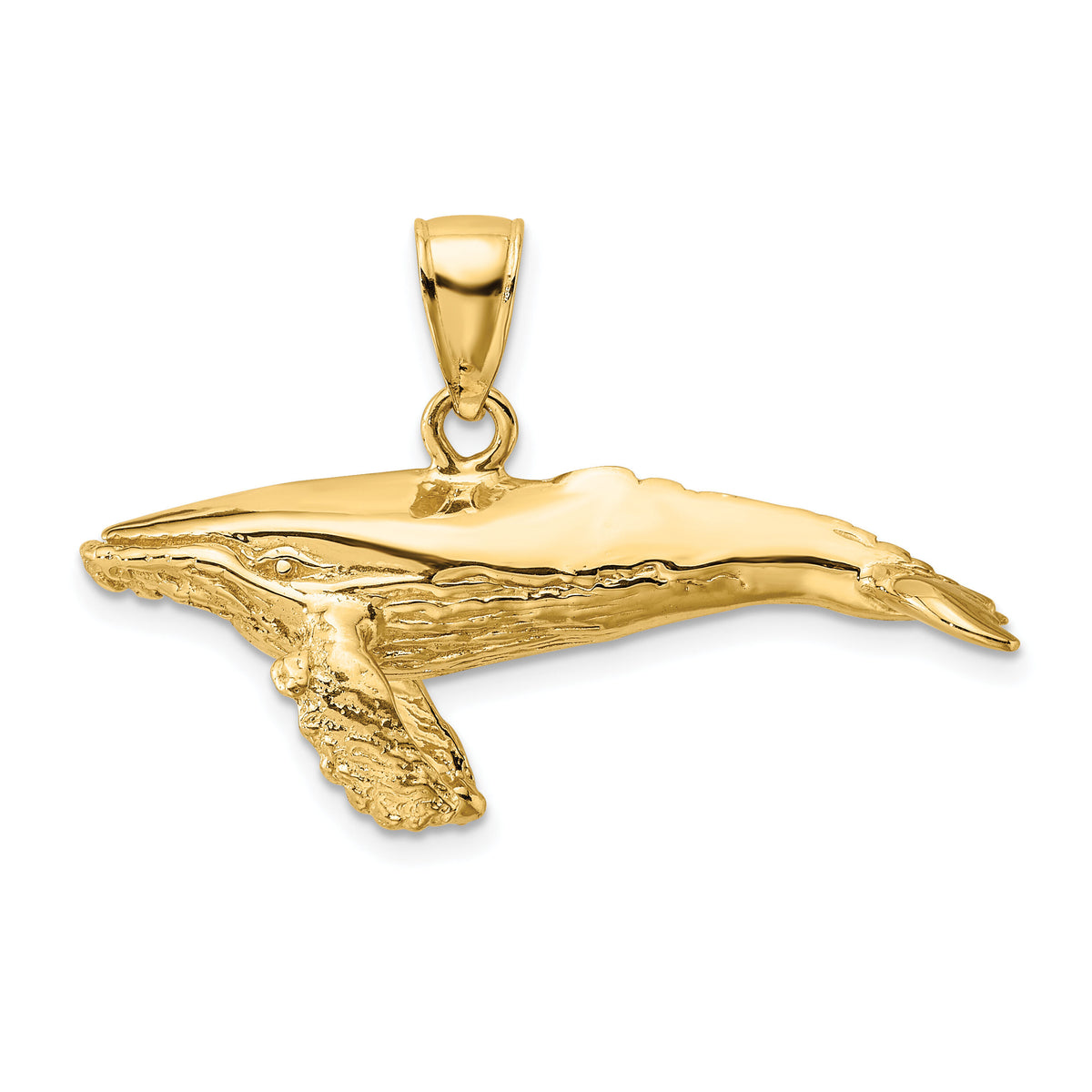 14K 3-D Textured Underside Humpback Whale Charm-K7474