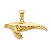 14K 3-D Textured Underside Humpback Whale Charm-K7474
