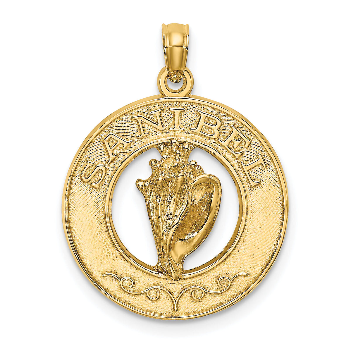 14K SANIBEL w/Conch Shell Circle Charm-K7475