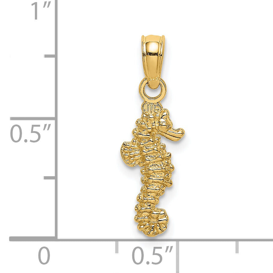 14K 3-D Mini Seahorse Charm-K7478