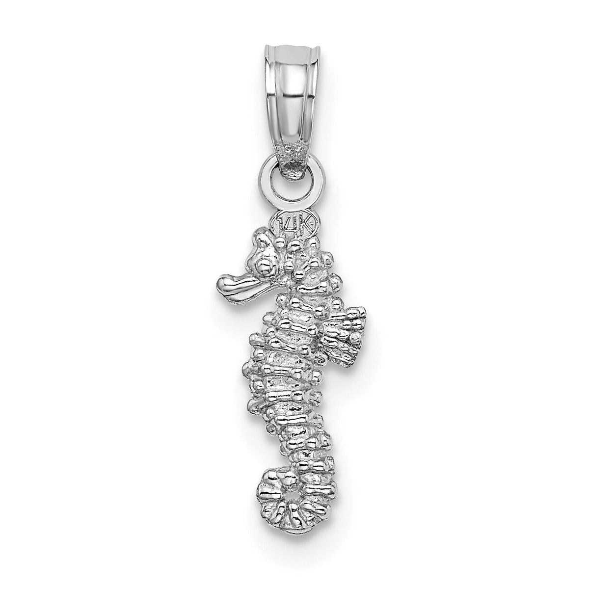 14K White Gold 3-D Mini Seahorse Charm-K7478W