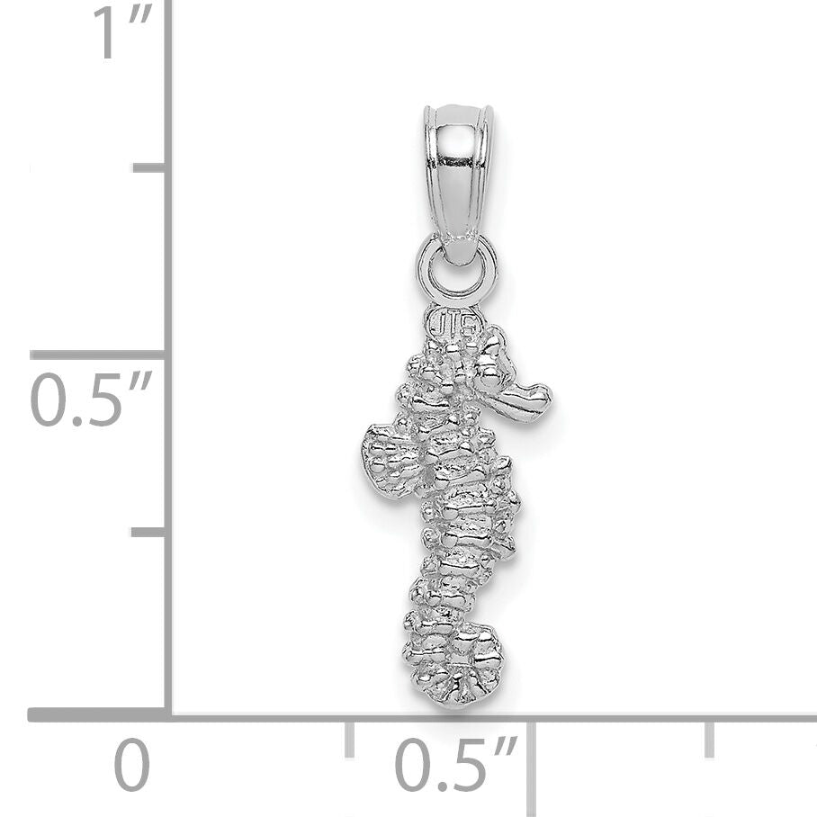 14K White Gold 3-D Mini Seahorse Charm-K7478W