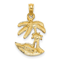 14K 2-D Palm Trees On Island Charm-K7479