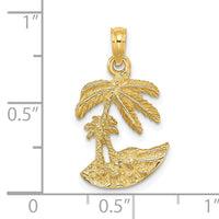 14K 2-D Palm Trees On Island Charm-K7479