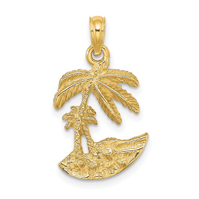 14K 2-D Palm Trees On Island Charm-K7479