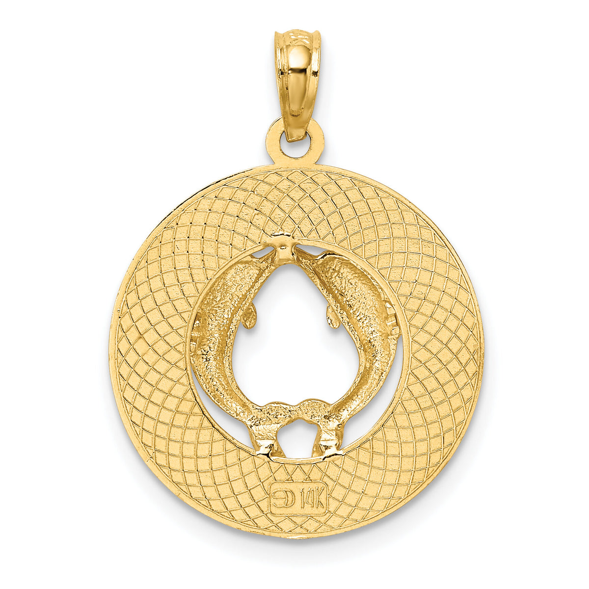 14K FLORIDA w/Dolphins Circle Charm-K7481
