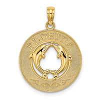 14K FLORIDA w/Dolphins Circle Charm-K7481