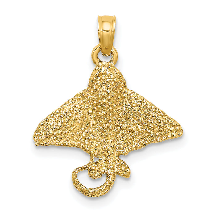 14K Textured Spotted Eagle Ray Charm-K7487