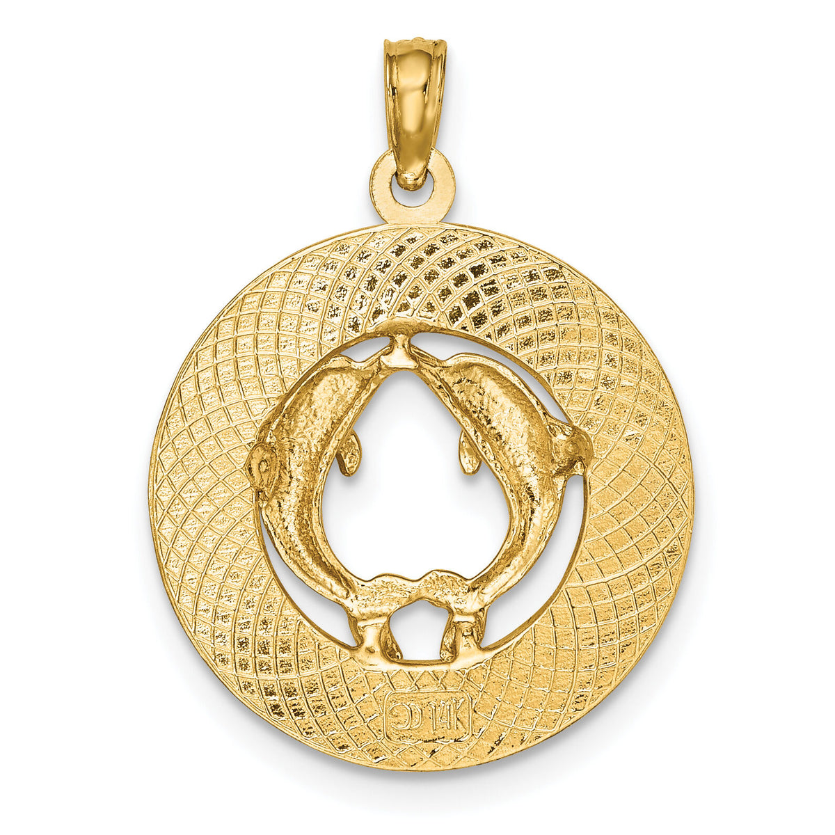 14K OCEAN CITY w/ Dolphins Charm-K7490