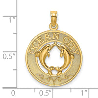 14K OCEAN CITY w/ Dolphins Charm-K7490