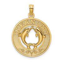 14K OCEAN CITY w/ Dolphins Charm-K7490