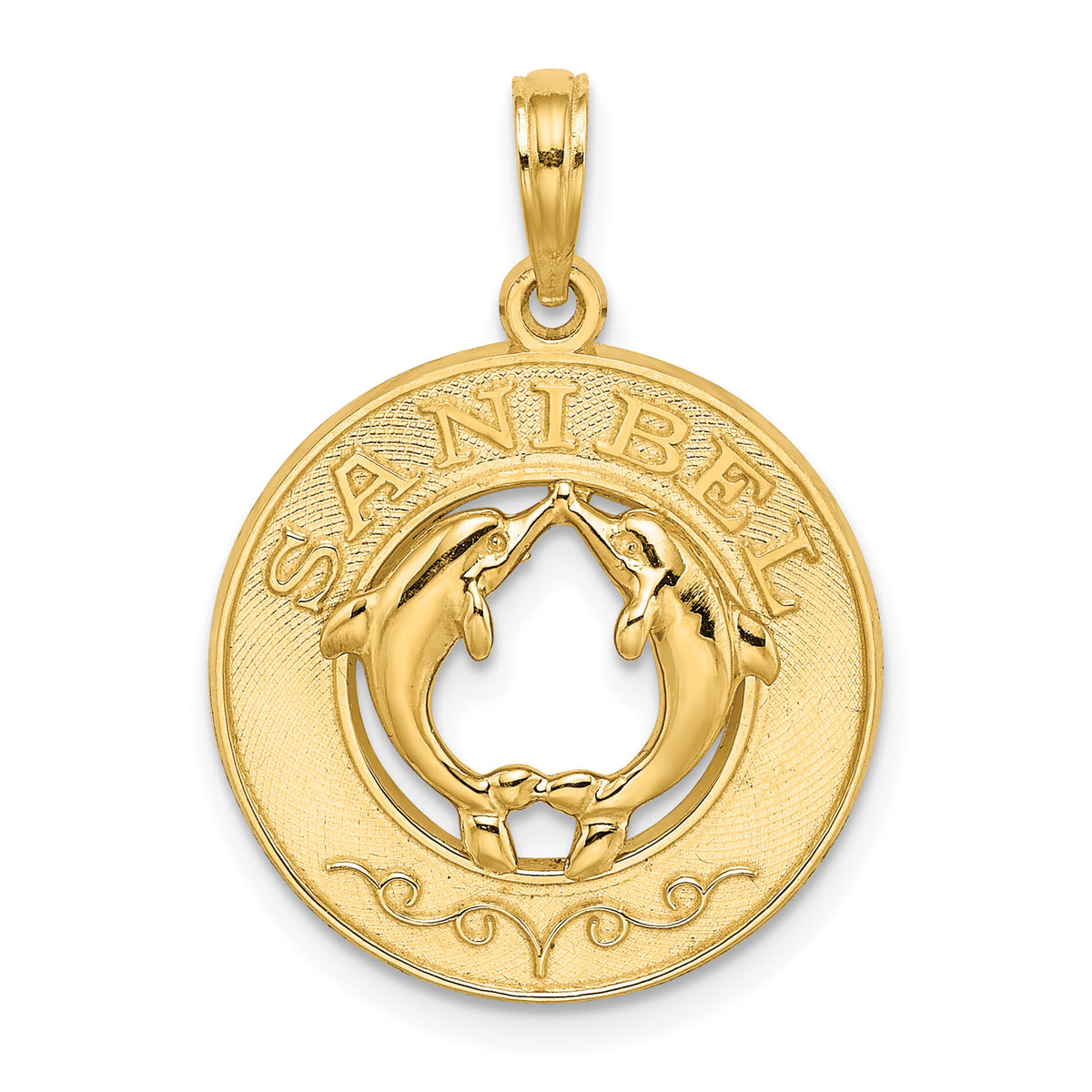 14K SANIBEL w/Dolphins Circle Charm-K7498