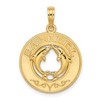 14K SANIBEL w/Dolphins Circle Charm-K7498