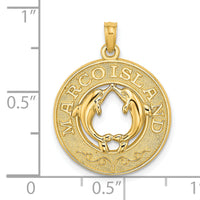 14K MARCO ISLAND Circle w/ Dolphins Charm-K7499