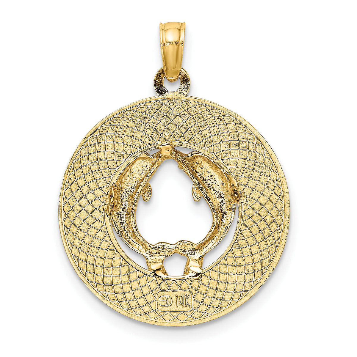 14K SARASOTA w/Dolphins Circle Charm-K7502