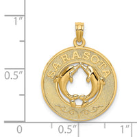 14K SARASOTA w/Dolphins Circle Charm-K7502