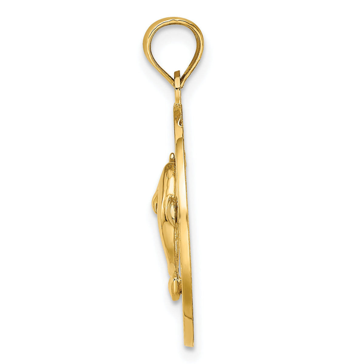 14K SAINT AUGUSTINE w/Dolphins Circle Charm-K7506