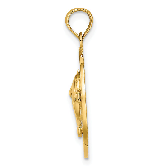14K SAINT AUGUSTINE w/Dolphins Circle Charm-K7506