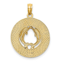 14K SAINT AUGUSTINE w/Dolphins Circle Charm-K7506