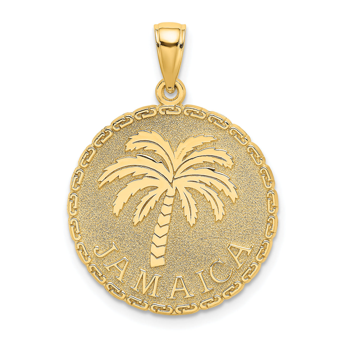 14K JAMAICA and Palm Tree Disk Charm-K7516