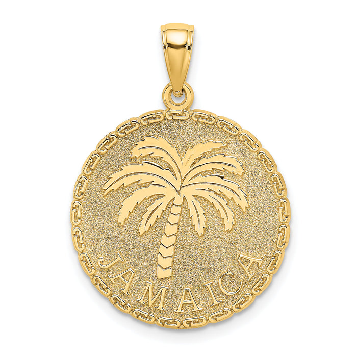 14K JAMAICA and Palm Tree Disk Charm-K7516