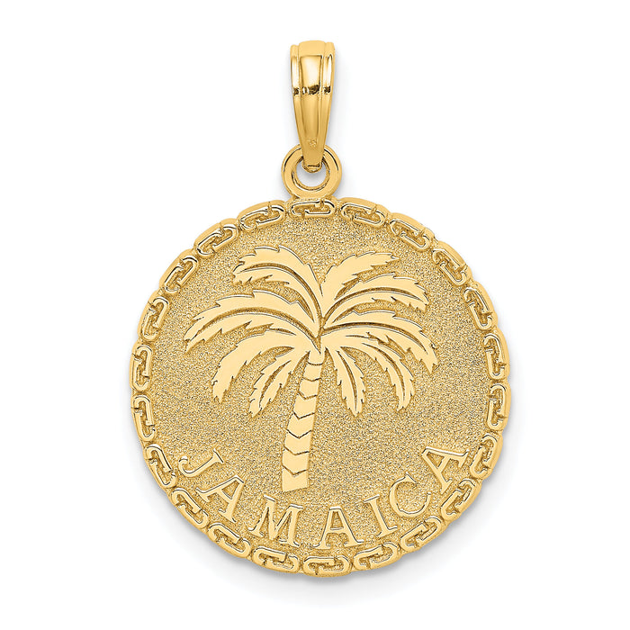 14K JAMAICA and Palm Tree Disk Charm-K7517
