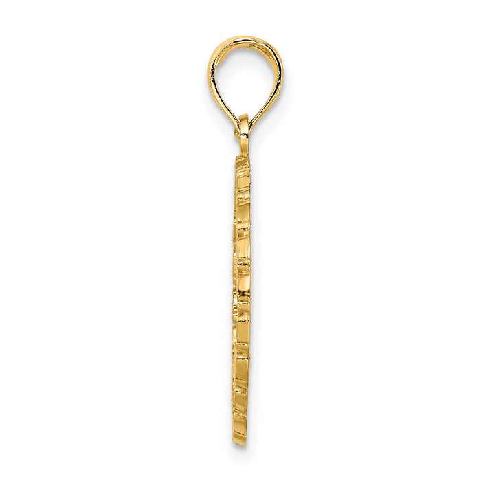 14K JAMAICA Palm Tree Circle Charm-K7519
