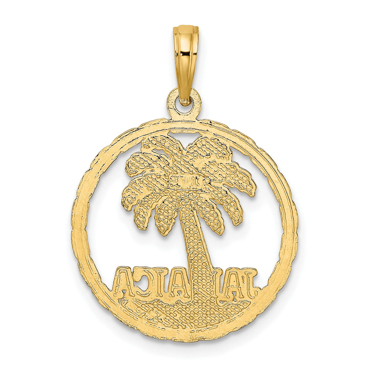 14K JAMAICA Palm Tree Circle Charm-K7519