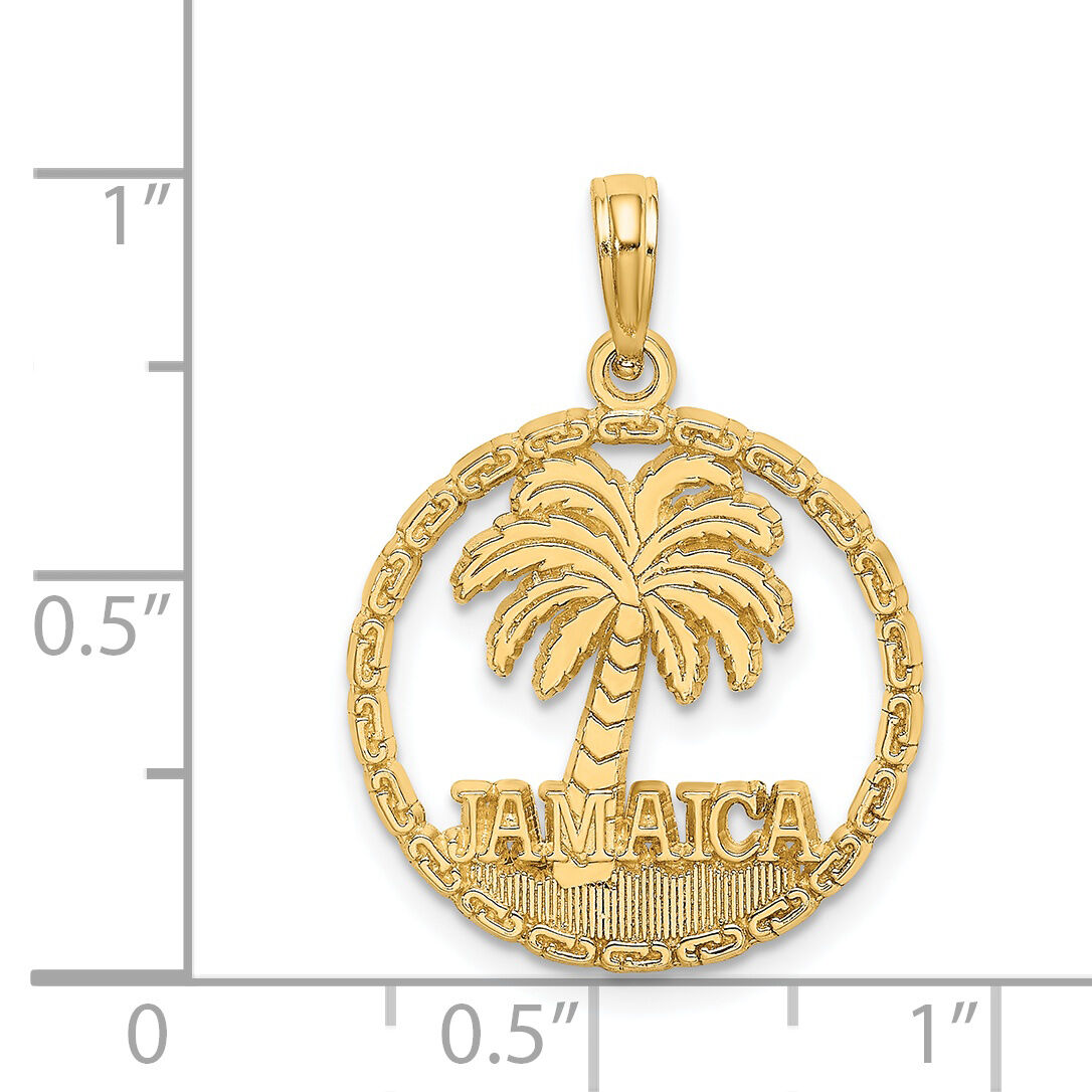 14K JAMAICA Palm Tree Circle Charm-K7519