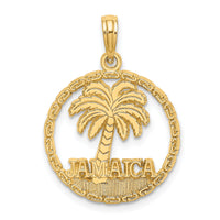 14K JAMAICA Palm Tree Circle Charm-K7519