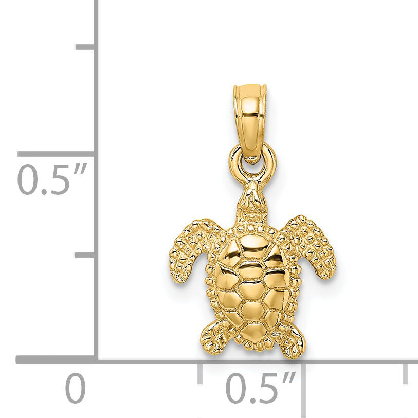 14K 3-D Mini Sea Turtle Charm-K7522