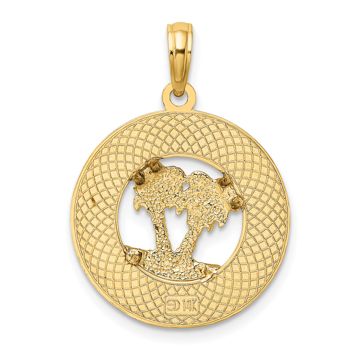 14K FLORIDA w/Double Palm Tree Circle Charm-K7523