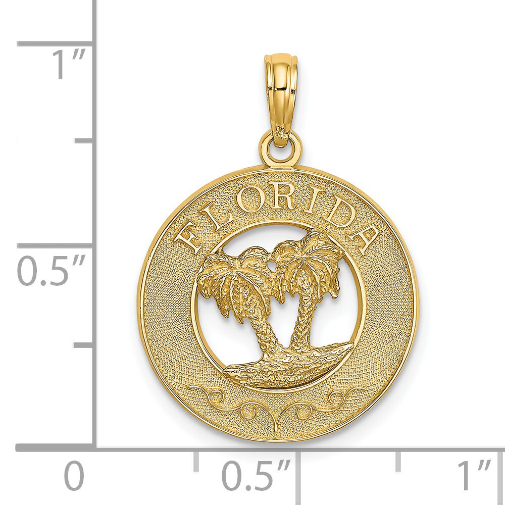 14K FLORIDA w/Double Palm Tree Circle Charm-K7523