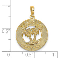 14K FLORIDA w/Double Palm Tree Circle Charm-K7523
