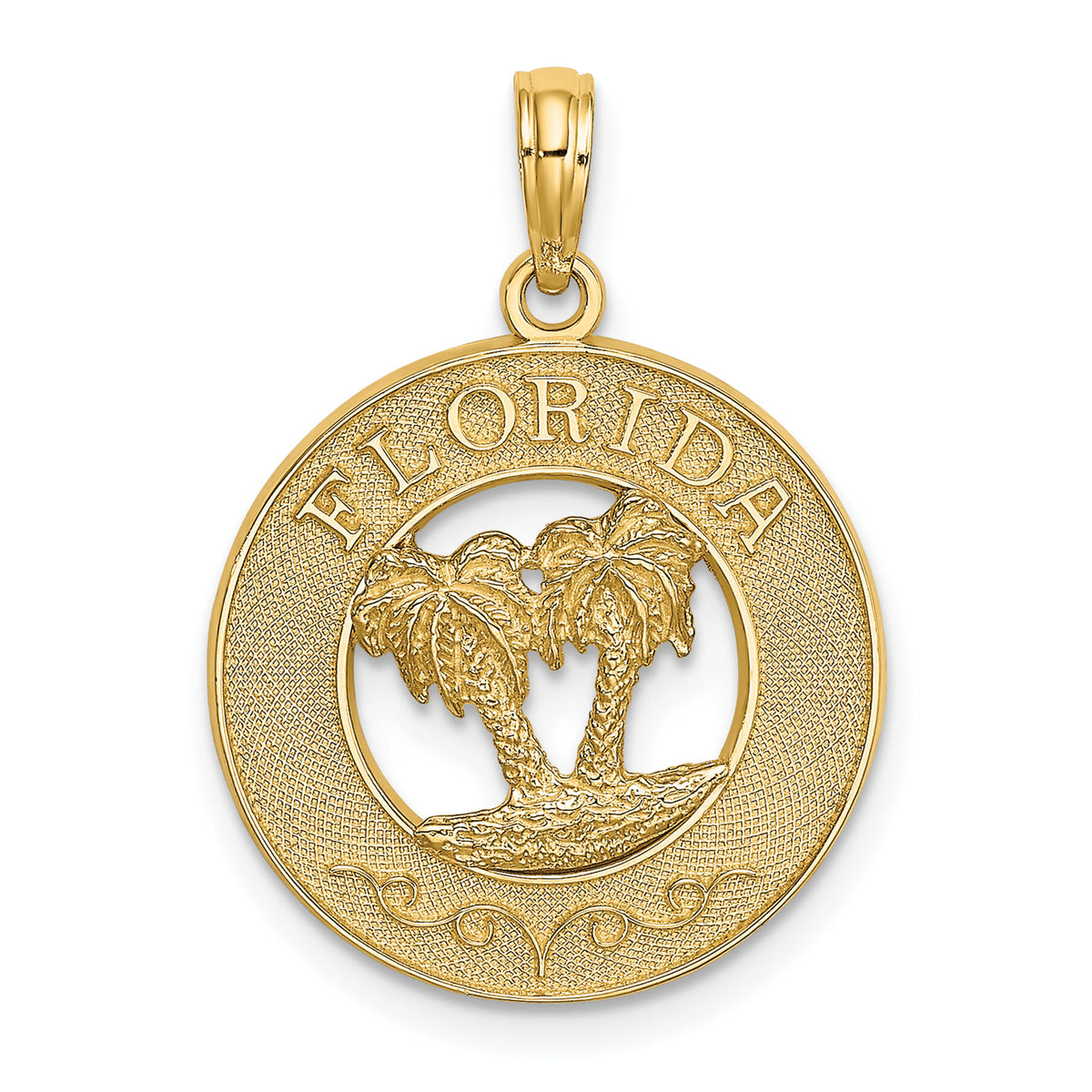 14K FLORIDA w/Double Palm Tree Circle Charm-K7523