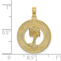 14K FLORIDA w/Palm Tree  Circle Charm-K7524