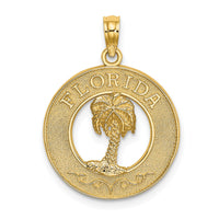 14K FLORIDA w/Palm Tree  Circle Charm-K7524