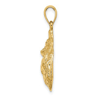 14K Textured and Polished Oyster Shell Charm-K7532