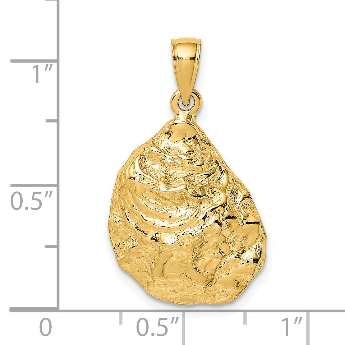 14K Textured and Polished Oyster Shell Charm-K7532