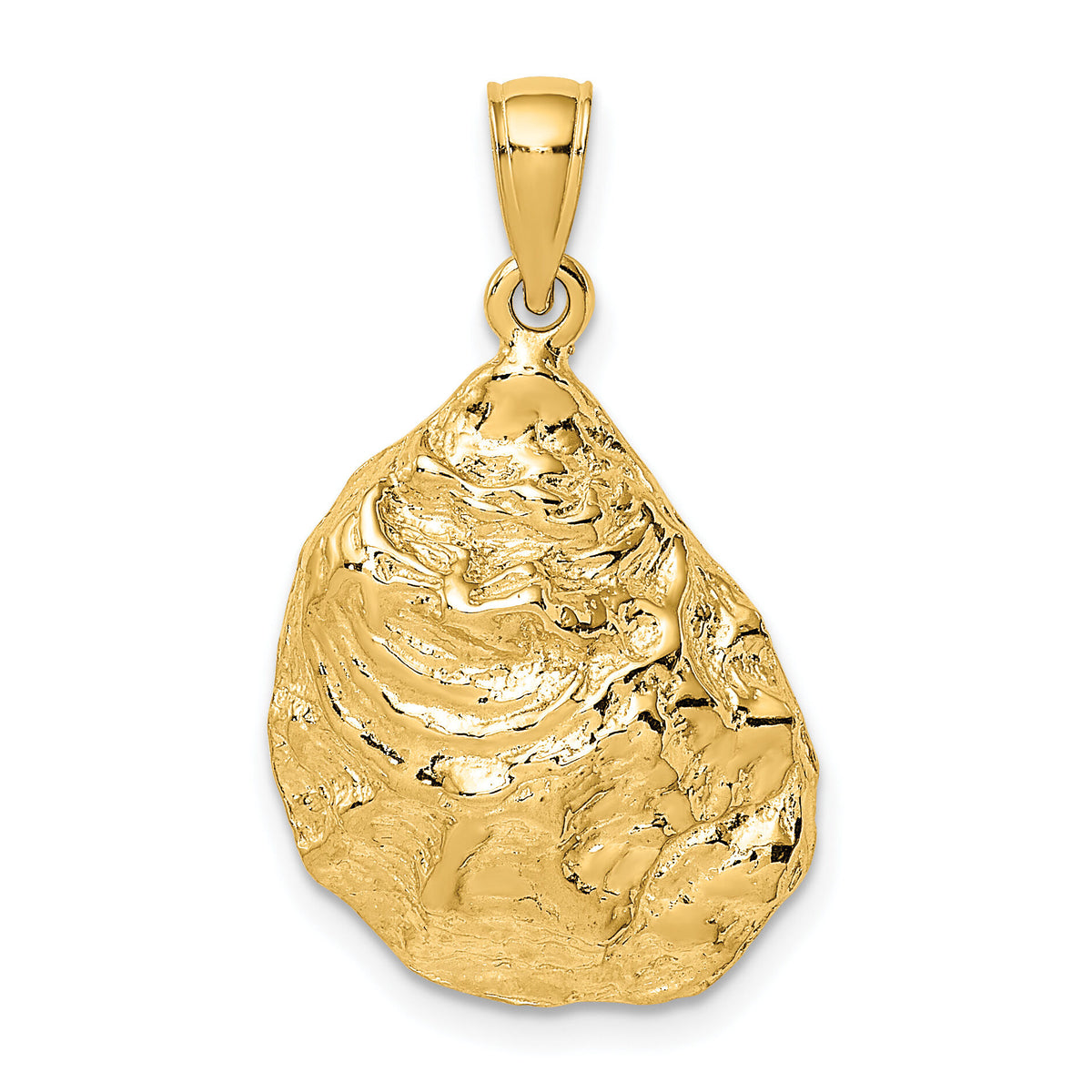 14K Textured and Polished Oyster Shell Charm-K7532