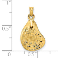14K Textured and Polished Oyster Shell Charm-K7533