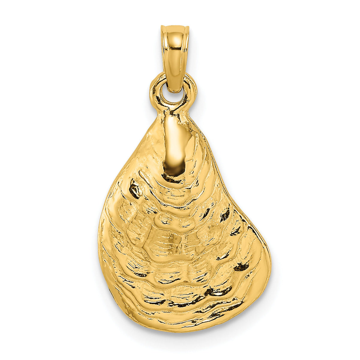 14K Textured and Polished Oyster Shell Charm-K7533